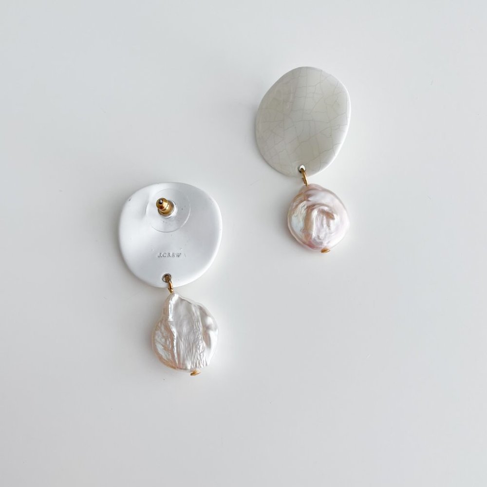J. Crew Freshwater Pearl Disc Drop Earrings - Picture 3 of 4